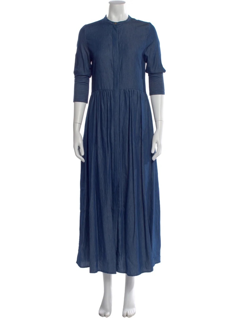 Brock Collection x Minnow Dark Blue Chambray Midi Maxi Denim Long Sleeve Dress S